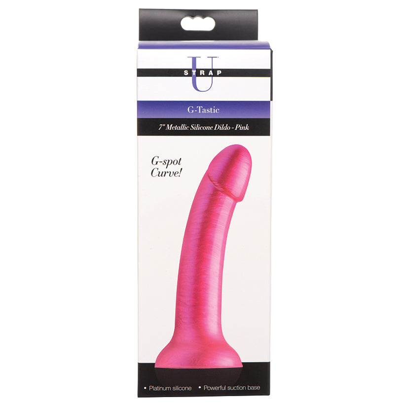 Strap U G Tastic Metallic Silicone Dildo Pink 7