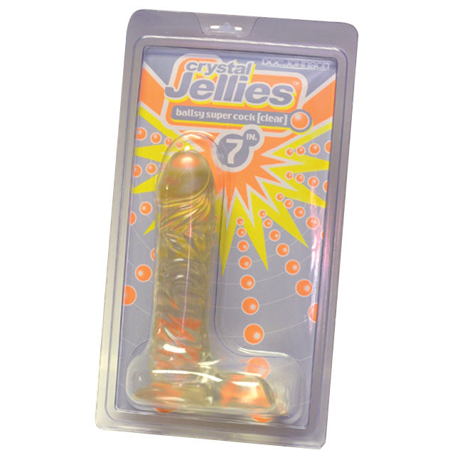 Crystal Jellies 7 Inch Ballsy Supercock Clear –