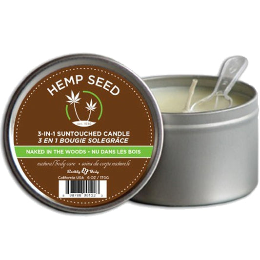 Earthly Body Suntouched Hemp Candle - 6 oz Round Tin Naked in the Woods