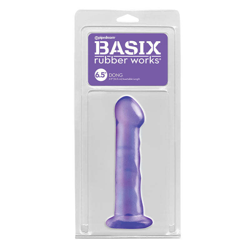 Basix Rubber Works 6.5 inches Dong With Suction Cup Purple