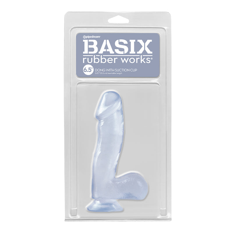 Basix Rubber Works 6.5 inches Dong With Suction Cup Clear