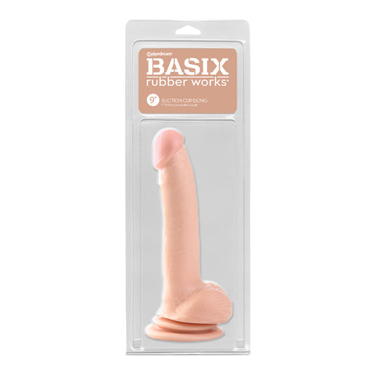 Basix Rubber Works 9 inches Dong with Suction Cup Beige