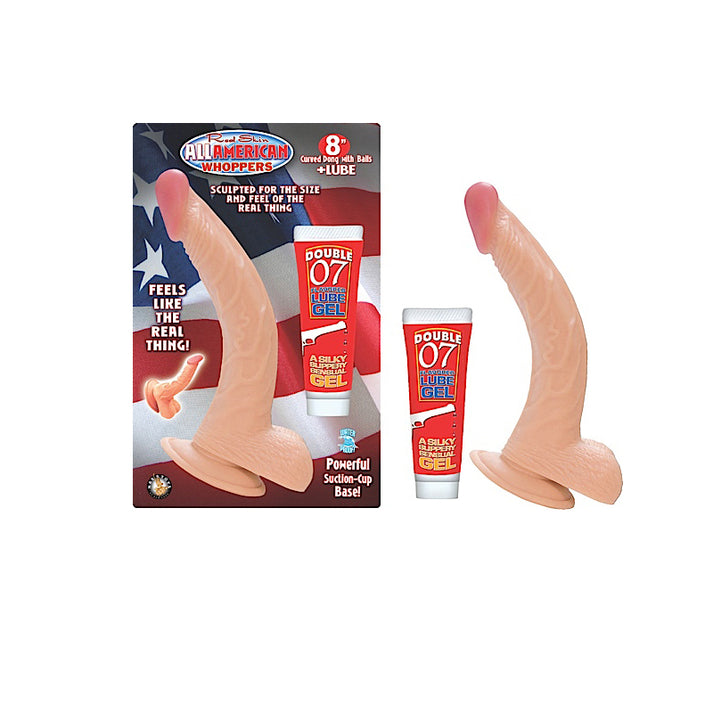 All American Whoppers 8 Inches Curved Dong Balls Beige Shop