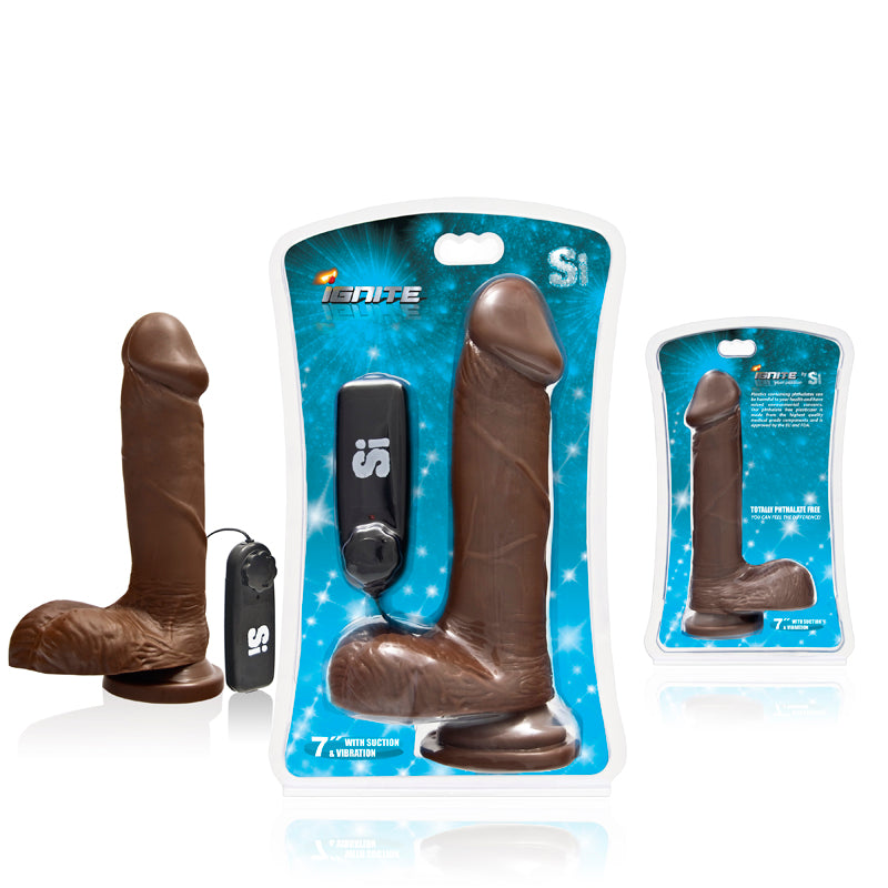 7 inches Cock Balls, Vibrating Egg & Suction Cup Brown
