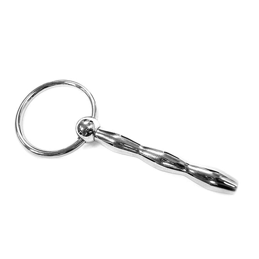 Rouge Stainless Steel Ribbed Urethral Plug w/Ring