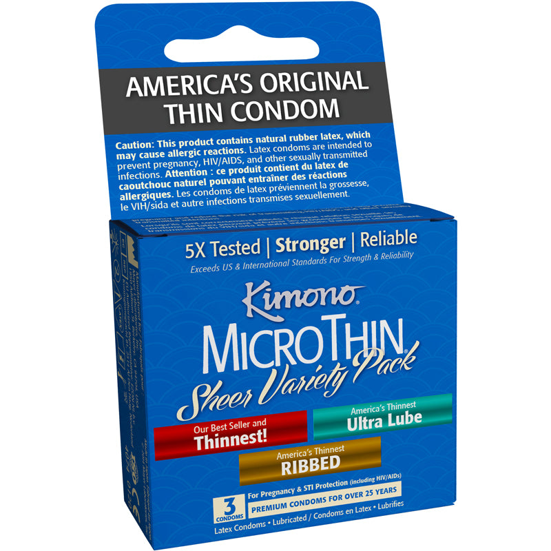 Kimono Microthin Sheer Variety Pack 3 Condoms