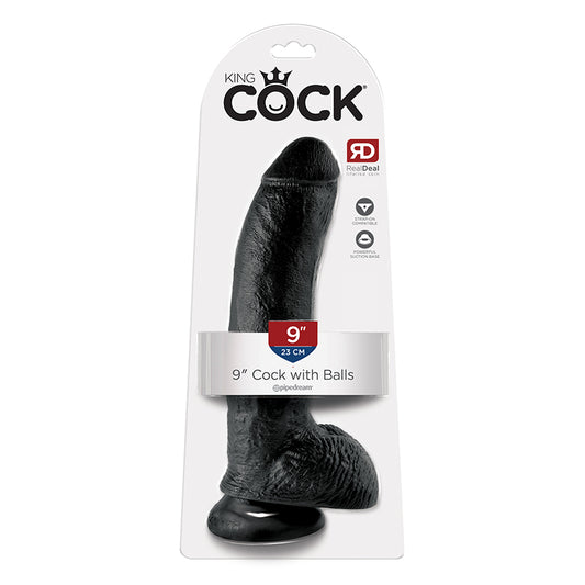 King Cock 9 inches Cock Balls Black