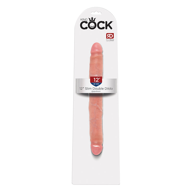 King Cock 12" Slim Double Dildo - Beige