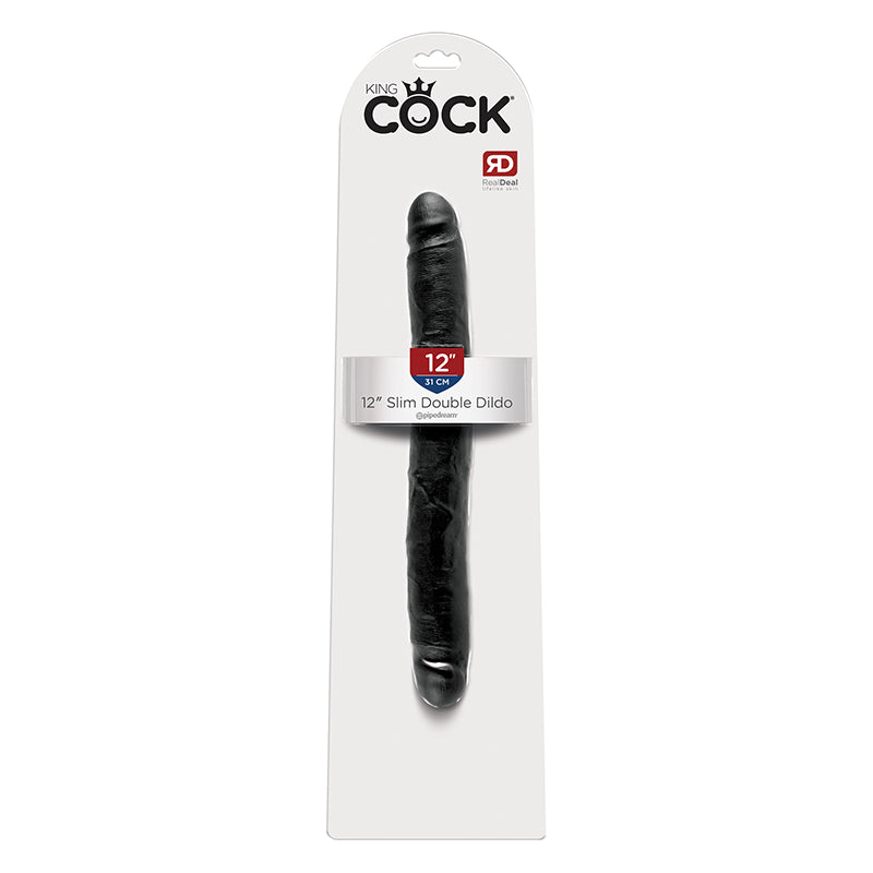 King Cock 12" Slim Double Dildo - Black