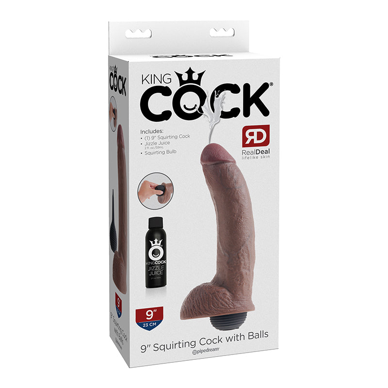 King Cock 9 inches Squirting Dildo Brown