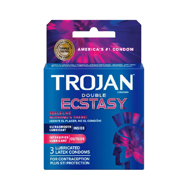 Trojan Double Ecstasy 3 Pack Latex Condoms