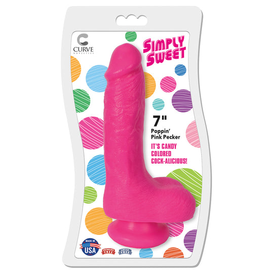 Simply Sweet Poppin Pink Pecker 7 inches Dildo