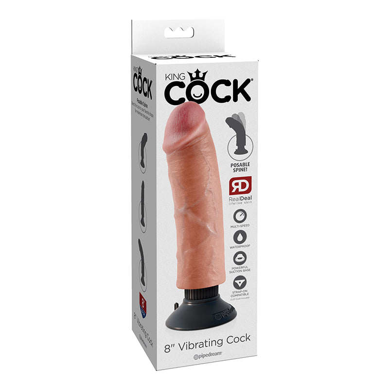 King Cock 8 inches Vibrating Dildo Beige