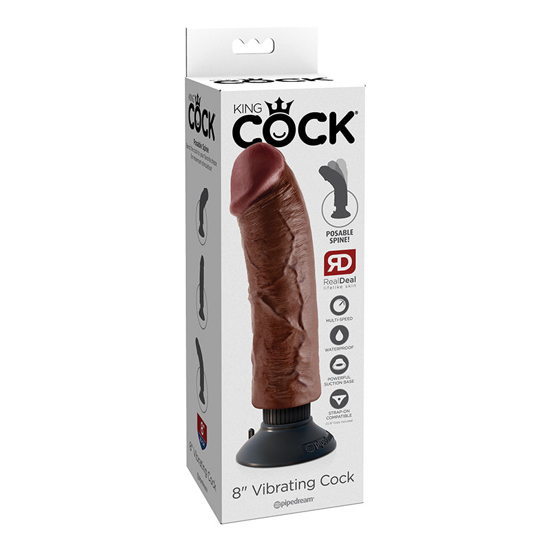 King Cock 8in Vibrating Cock Brown