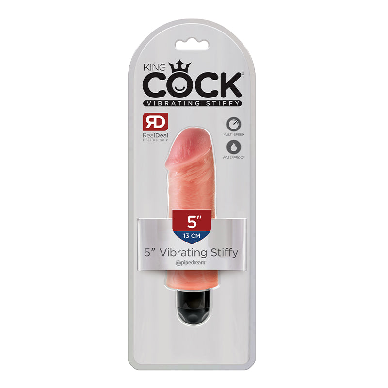 King Cock 5 inches Vibrating Stiffy Beige