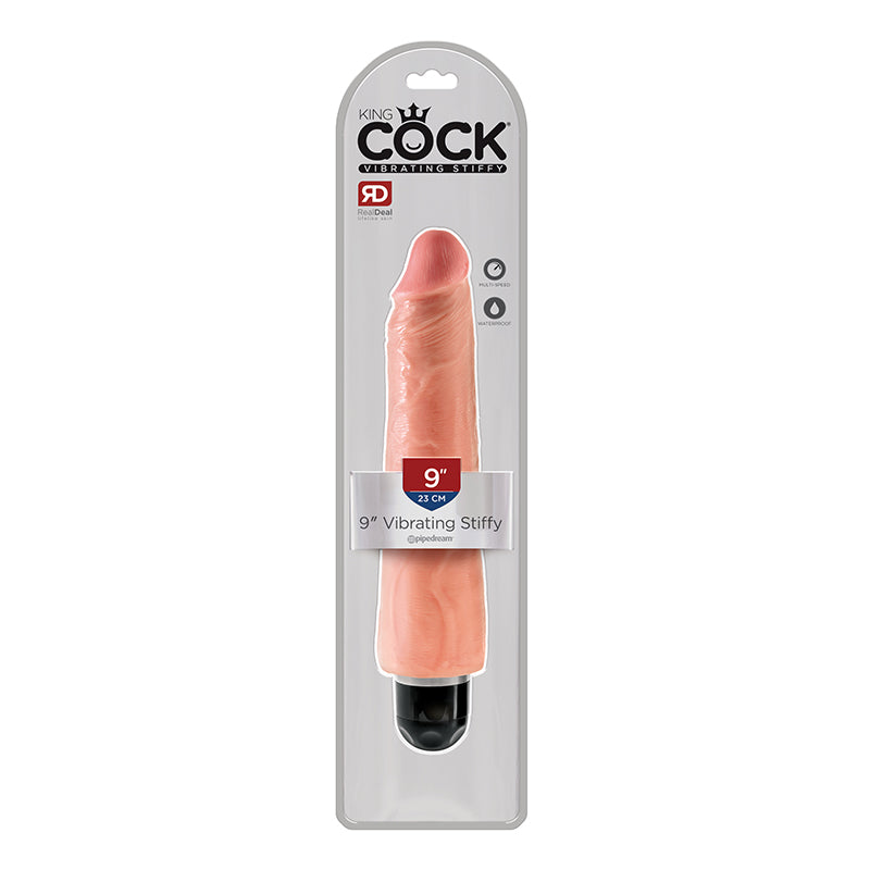 King Cock 9 Inches Realistic Vibrating Stiffy Beige –