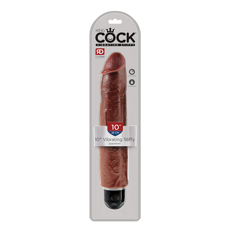 King Cock 10 Inches Vibrating Stiffy Brown