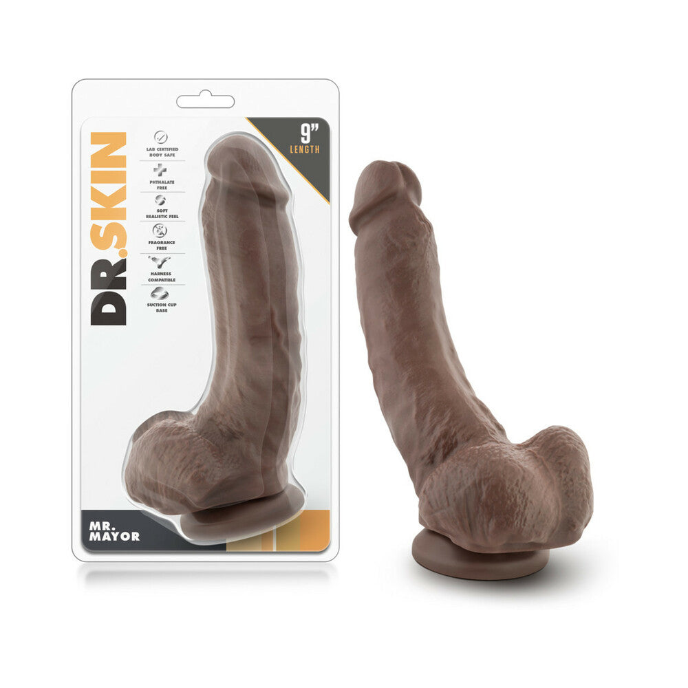 Dr. Skin - Mr. Mayor 9 Dildo With Suction Cup -  Chocolate