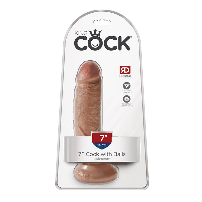 King Cock 7 Inches Cock With Balls Tan Dildo