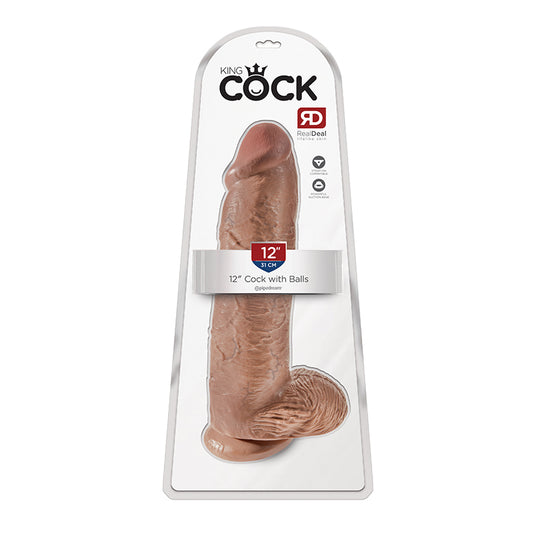 King Cock 12 Inch  Cock W/Balls Tan