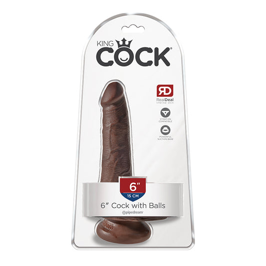 King Cock 6in Cock With Balls - Brown