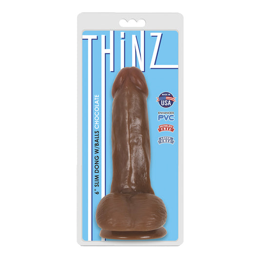 Thinz 6 inches Slim Dong with Balls Chocolate Brown