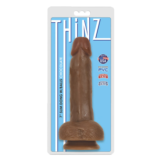 Thinz 7 inches Slim Dong with Balls Chocolate Brown