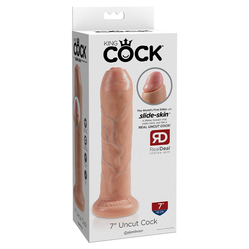 King Cock 7 inches Uncut Dildo Beige