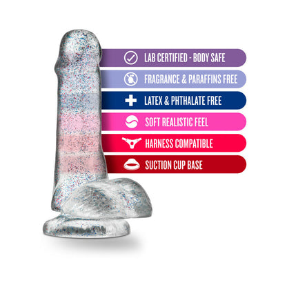 Naturally Yours - 6" Glitter Cock - Sparkling Clear