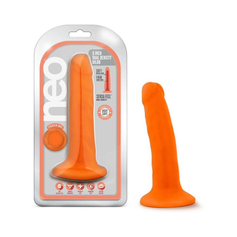 Neo - 5.5 Inch Dual Density Cock - Neon Orange