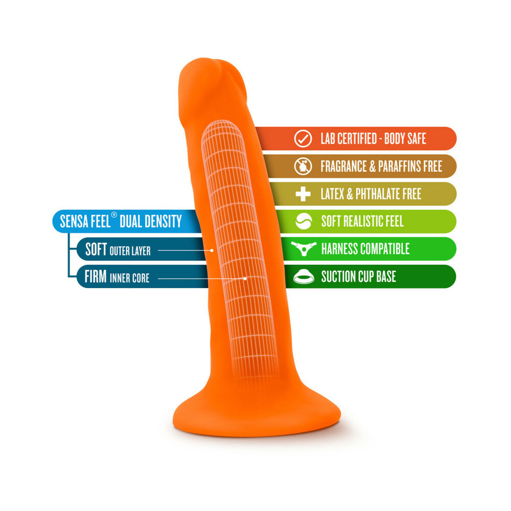 Neo - 5.5 Inch Dual Density Cock - Neon Orange