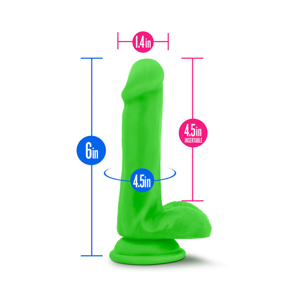 Neo - 6 Inch Dual Density Cock With Balls - Neon Green