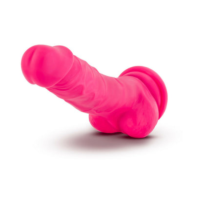 Neo - 7.5 Inch Dual Density Cock With Balls - Neon Pink