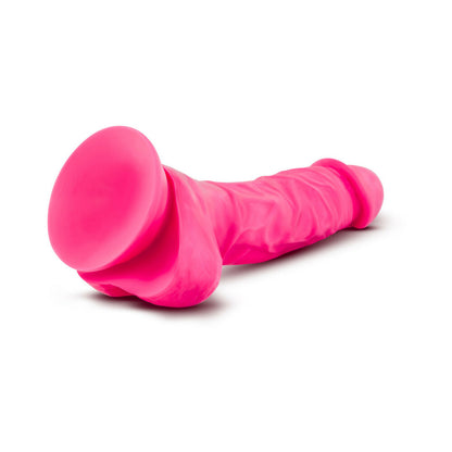 Neo - 7.5 Inch Dual Density Cock With Balls - Neon Pink