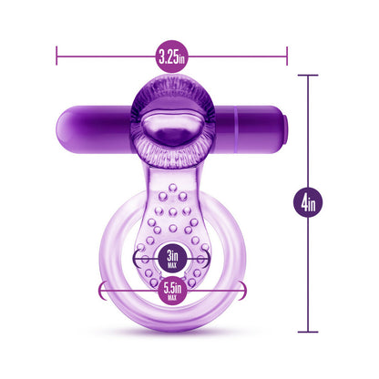 Blush Play with Me Lick it Vibrating Double Strap Cockring - Purple