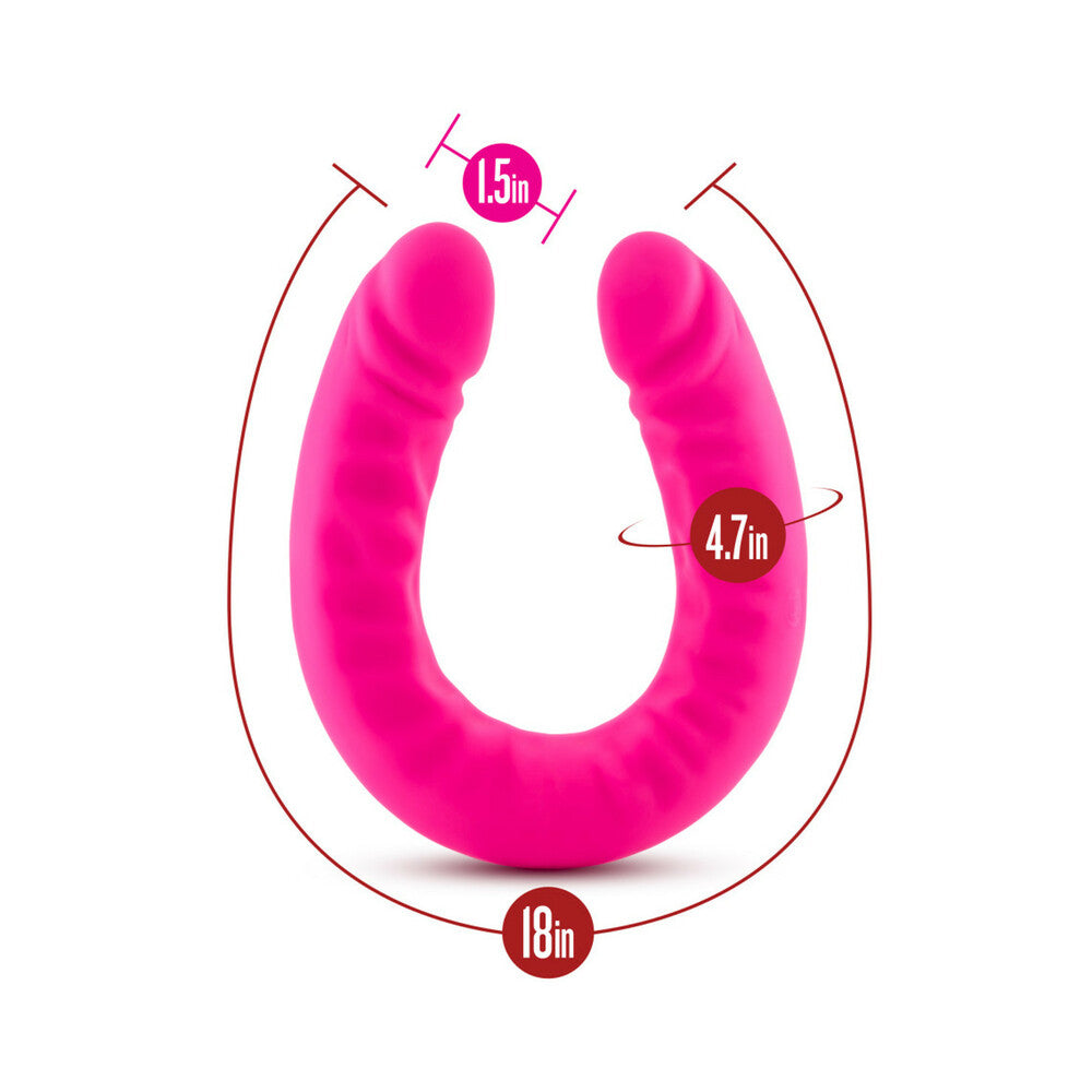 Ruse - 18 Inch Silicone Slim Double Dong - Hot Pink