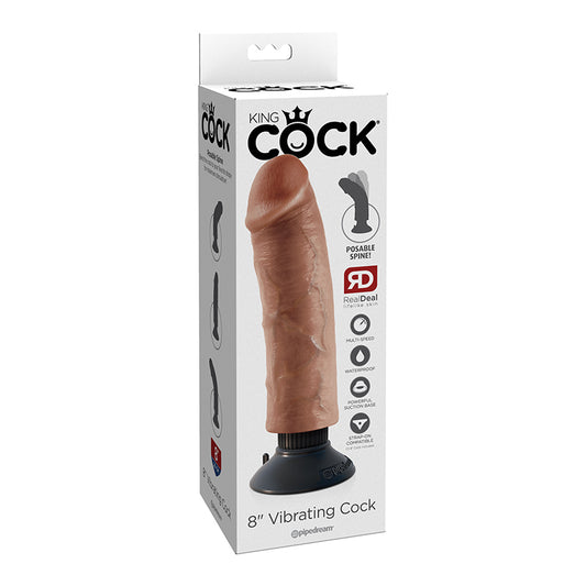 King Cock 8in Vibrating Cock Tan