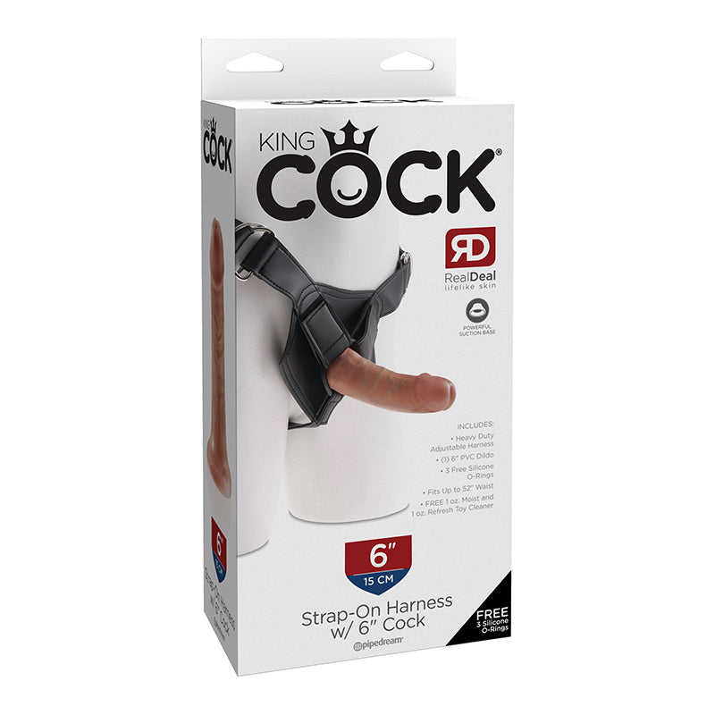 King Cock Strap-on Harness W/ 6in Cock Tan