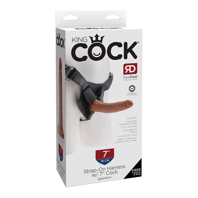 King Cock Strap-on Harness W/ 7in Cock Tan