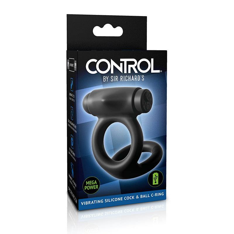 Sir Richards Control Vibrating Silicone Cock And Ball C Ring 0675