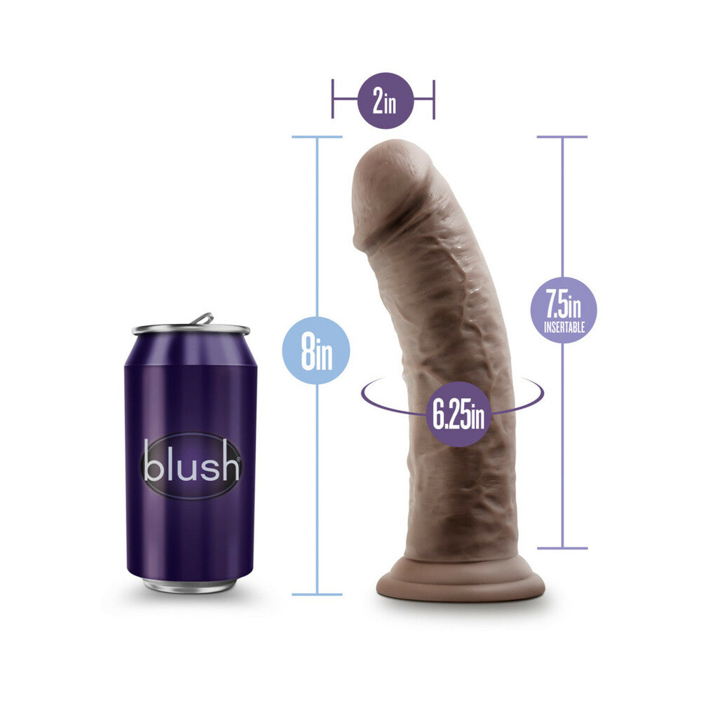 Au Naturel - 8 Inch Dildo With Suction Cup -  Chocolate