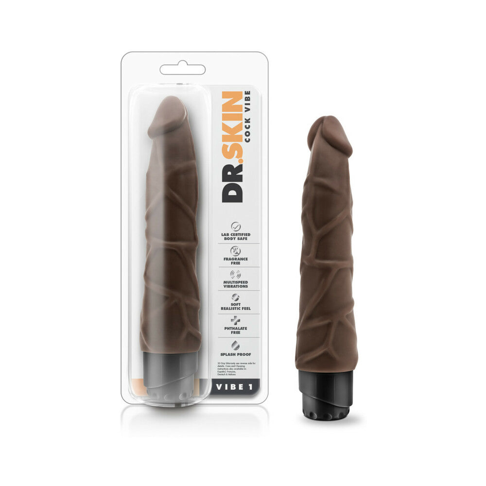 Dr. Skin - Cock Vibe 1 - 9 Inch Vibrating Cock -  Chocolate