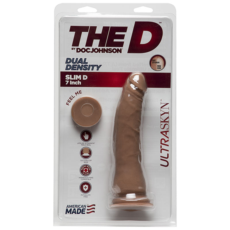 The D Slim Thin D 7 inches Ultraskyn Brown Dildo