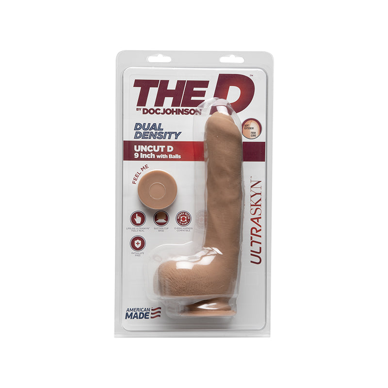 The D Uncut D 9 inches With Balls Ultraskyn Tan Dildo