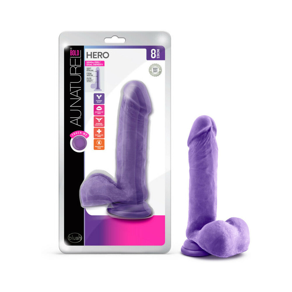 Au Natural - Bold - Hero - 8in Dildo - Purple