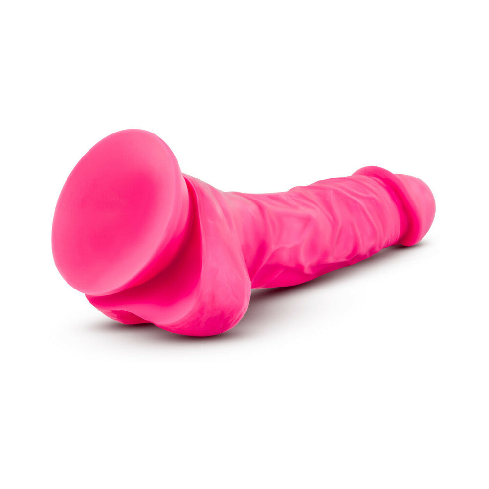 Neo Elite - 7.5in Silicone Dual Density Cock With Balls - Neon Pink