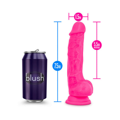 Neo Elite - 7.5in Silicone Dual Density Cock With Balls - Neon Pink