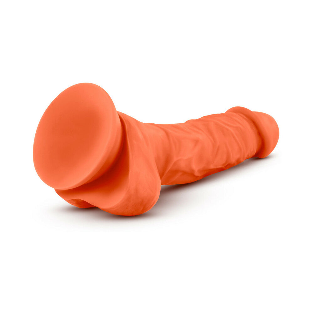 Neo Elite - 7.5in Silicone Dual Density Cock With Balls - Neon Orange