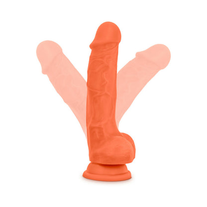 Neo Elite - 7.5in Silicone Dual Density Cock With Balls - Neon Orange