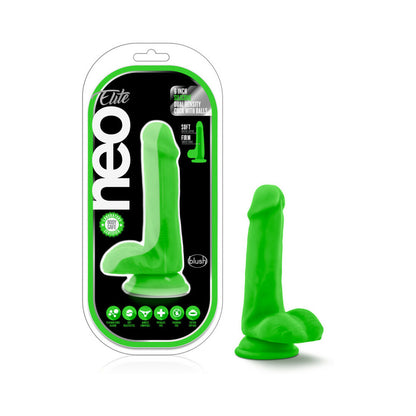 Neo Elite 6 inches Silicone Dual Density Cock, Balls Green